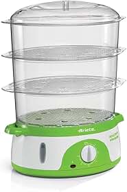 Ariete 911 - Panela a Vapor eletrica com temporizador 60", 3 cestos, recipiente de arroz, 800 Watts, 9 litros