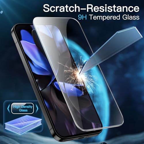 Image of JETech Tempered Glass Screen Protector Guard for Google Pixel 10 /10 Pro / 9 /9 Pro with Easy Installation Tool, Fingerprint Compatible, HD Clear, 3-Pack