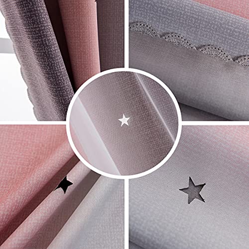 Image of Yancorp Curtains for Girls Bedroom Kids Room Rainbow Curtains Nursery Curtain 63 inches Length Grommet Rainbow Color Decor for Playroom (Pink Grey, W34 X L63)