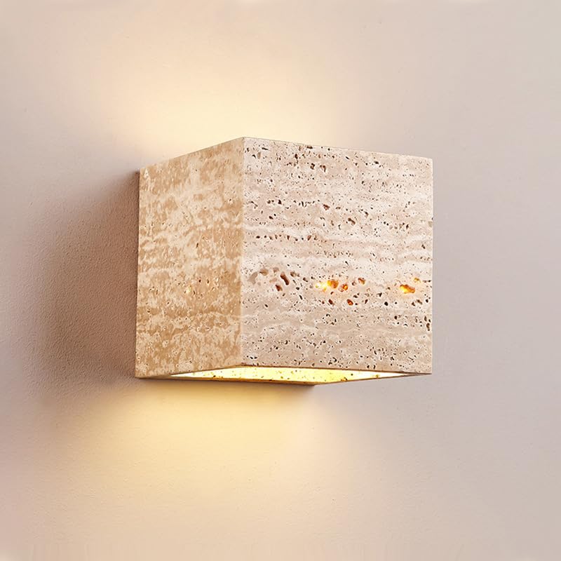 Lámpara de pared japonesa impermeable en piedra cueva amarilla con diseño nórdico creativo