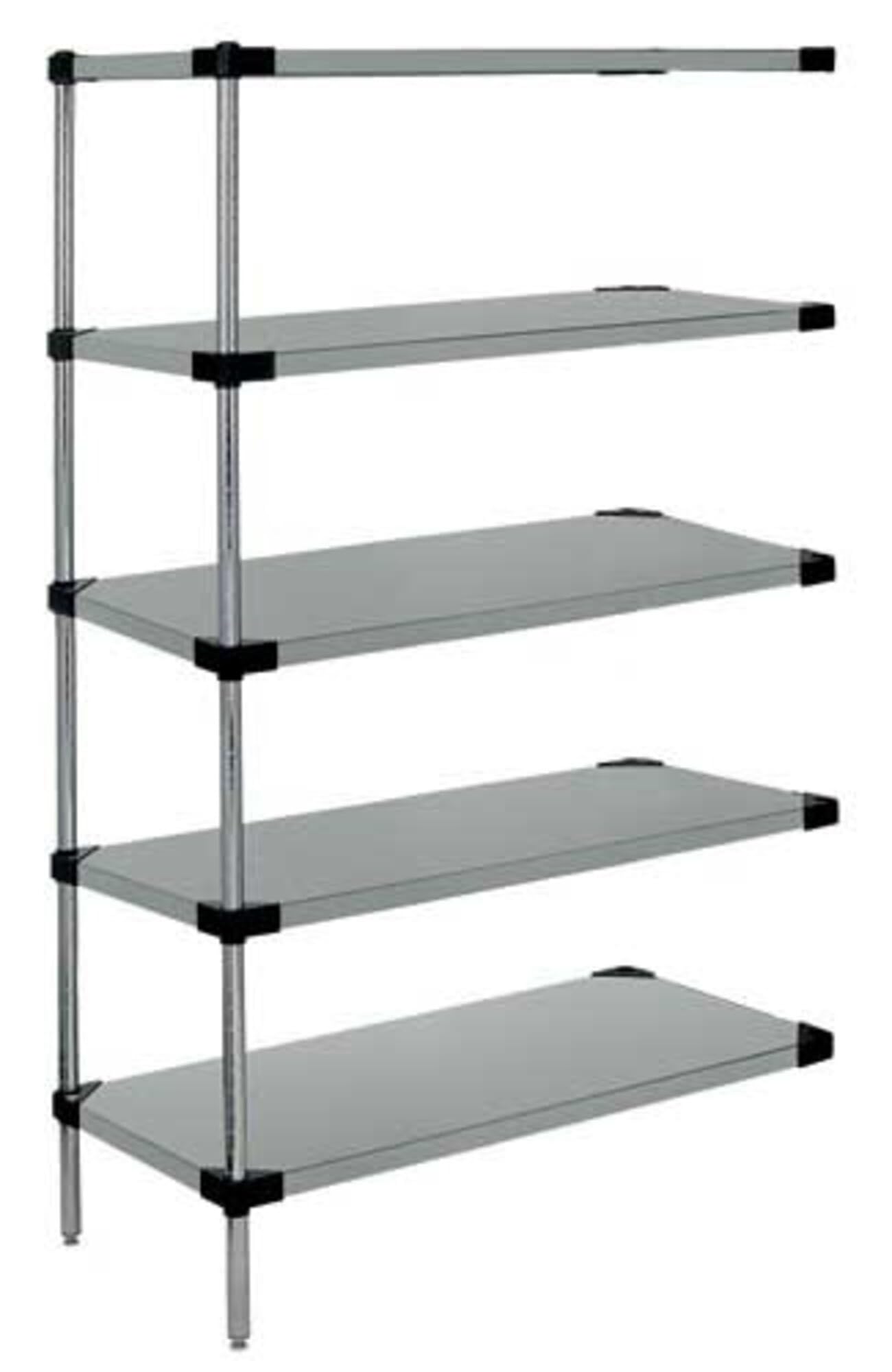Quantum AD63-2130SG-5 Solid Shelving Add-On Kit, 30'W x 21'D x 63'H, 300 lbs Capacity, Carbon Steel, Galvanized, NSF