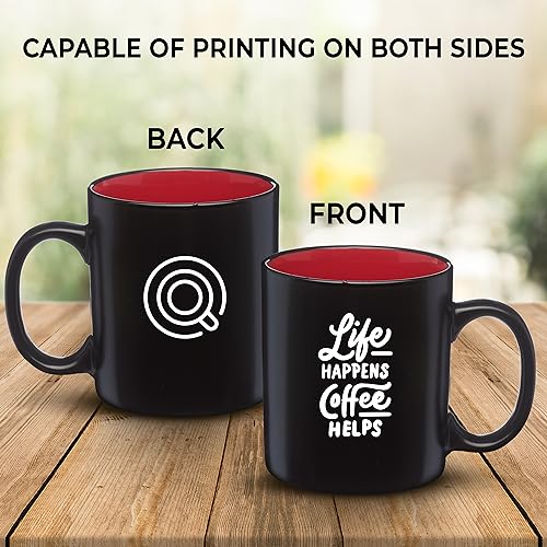 DISCOUNT-PROMOS-10-Matte-Two-Tone-Coffee-Mugs-Set-11-oz-Customizable-Text-Logo-Stoneware-Drinkware-Durable-C-handle-Red