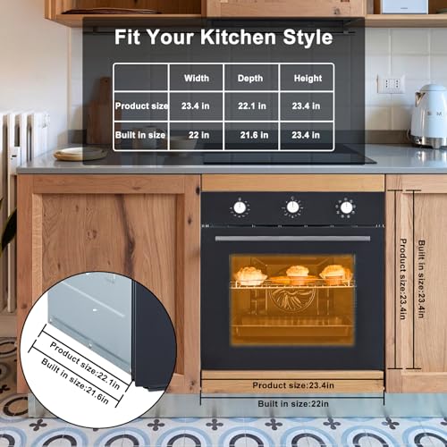 Single Wall Oven 24 Inches, BuiltIn Electric Ovens, 3000W, 240V, 2.5Cu