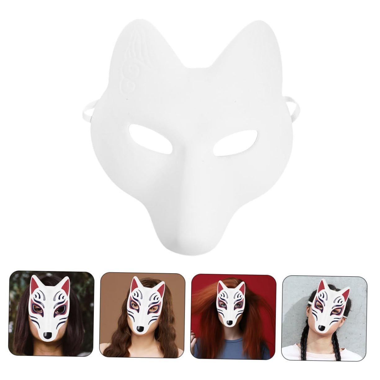 UPKOCH 4 Pezzi Fai Da Te Maschera Di Volpe Maschere Di Animali Verniciabili Per Bambini Decorazioni Artigianali Per Feste in Maschera Di Volpe Divertente Per