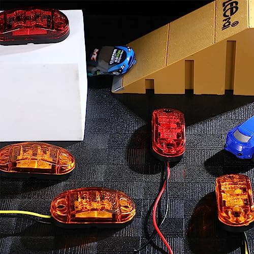 Image of Retisee 50 Pcs LED Trailer Lights 2.5 Inch Oval Trailer Marker Lights Automotive Side Marker Running Light 2 Diode Universal LED Light Kit for RV Camper Truck Van Boat (Amber, Red)