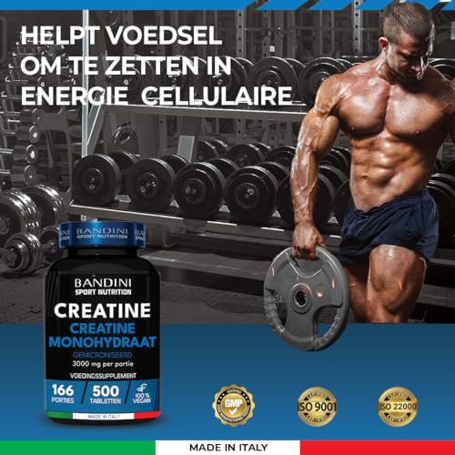 Bandini® Gemicroniseerde Creatine Monohydraat 500 tabletten van 3000 mg per dosis - Supplement voor training, sportschool en pre-workout - Veganistisch - 100% puur Creatine Monohydraat - Afbeelding 4