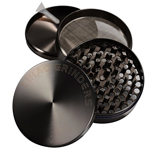 LIHAO 4 Piece 3" Spice Herb Grinder - Nickle Black