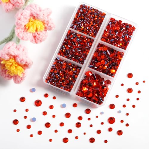 Image of BEADSLAND Hotfix Rhinestones, 4000 PCS Orange Rhinestones for Clothes Crafts Mixed 6 Sizes with Wax Pencil and Tweezers Kit, SS6-SS30, Hyacinth