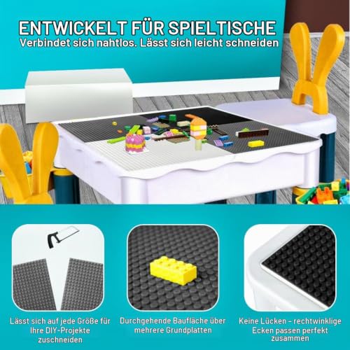 Lekebaby 6 Platten-Set Bauplatte Kompatibel mit Meisten Marken, 25 * 25cm, Weiß Dunkelgrau Schwarz Grundplatte – Ansicht 3