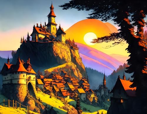 Toile murale sans cadre Meechi paysage de montagne 50x70cm