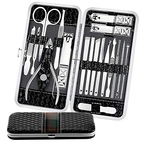 Manicure Pedicure Set Nail Clippers - 18 Piece Stainless Steel Manicure Kit for nail,toe,Cutter Kits With Portable Travel Case