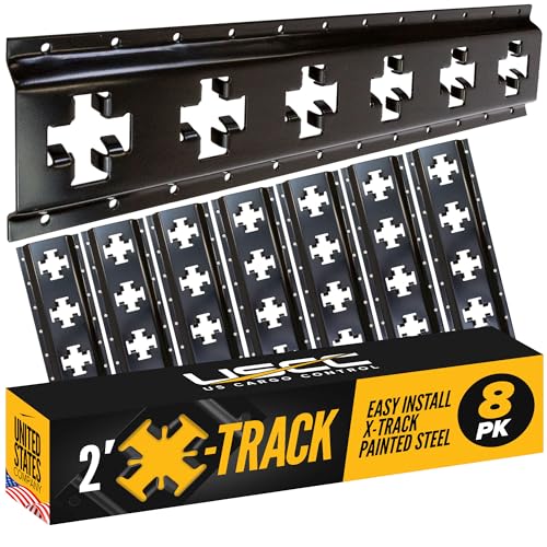 Image of US Cargo Control X Track Rails (8-Pack), 2 FT Black X-Track Rail for Trailers, Pickup Trucks, Garages, and Sheds - Use with E-Track Straps for Vertical and Horizontal Alignment