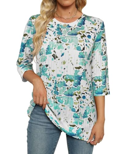 Image of JomeDesign Sweaters for Women 3 /4 Sleeve Tops Round Neck Loose Casual Blouses