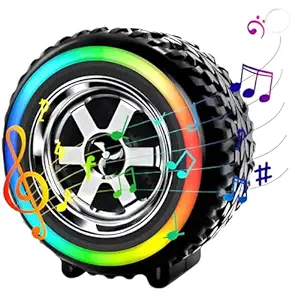 Ultra Mini Wireless Bluetooth Speaker with Heavy Metal Electroplating Round Speaker | Wireless Power Button Controlled, 60 Min Running Battery Pack of 1 (Random Multicolor) (BT007 Tyre Edition)