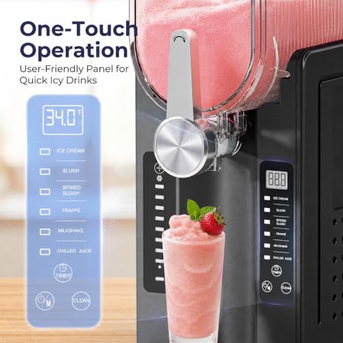 Image of Slushie Machine, No Ice Needed Slushy Maker for Home, Real-Time Temp Display, Frozen Drink Maker with 6 Preset Programs for Ice Cream, Frappes, Milk Shake and More, Black, 1 Pack+3Modes