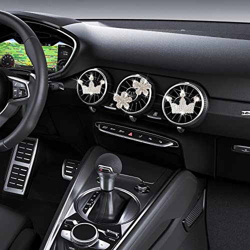 Image of 4 Pcs Bling Daisy Air Vent Clips, Crystal Crown Car Air Fresheners Vent Clips Charms Rhinestone Diffuser Vent Clip Crown Car Interior Decoration Cute Car Decor Bling Flower Cute Car Accessories for Women (Crown&Daisy)