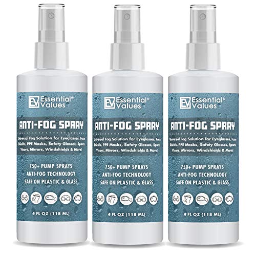 3-Pack Anti Fog Spray for Glasses (4oz Per Bottle), Made in USA | Anti Fog Spray That Keeps Fog Out & Protects Goggles, Masks, Mirrors, Windows & More  Effective for Use Plastic & Glass Lenses