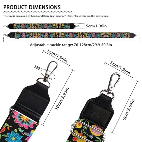 Image of Wide Bag Straps Replacement Crossbody Mandala Flower Guitar Straps for Handbags /Purses /Messenger /Duffel Bags Backpack Straps Colorful Replacement Adjustable Length from 30 inch to 50.3 inch