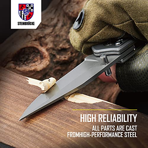 Steinbrucke Folding Pocket Knife with Clip, German Stainless Steel (8Cr15Mov) 3'' Blade, Durable Titan Coated, Hollowed Out Handle, Great for Fishing, Hunting, Camping, Survival and Outdoor