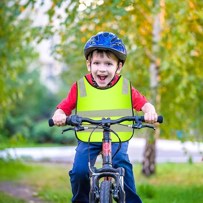 30 Stück Warnweste Kinder, Sicherheitsweste Kinder, Warnwesten Auto für Kinder, Reflektorweste Kinder, Reflektierende Hohe Sichtbarkeit für Den Schulweg, Radfahren, Straßenverkehr (3-12 Jahre)