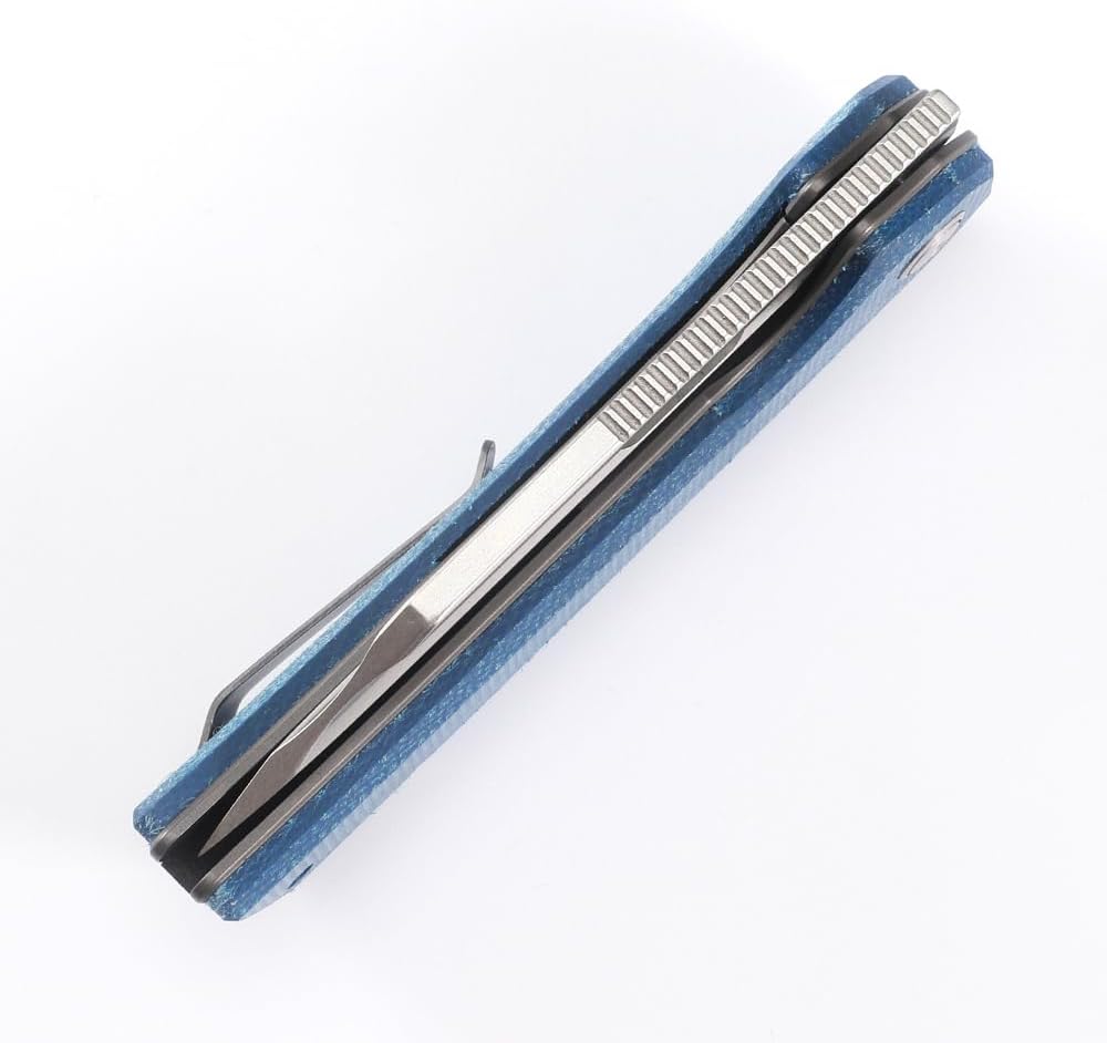 Knife Folding Pocket Knife 3.5 "Stone Wash 14C28N Blade (Blue)