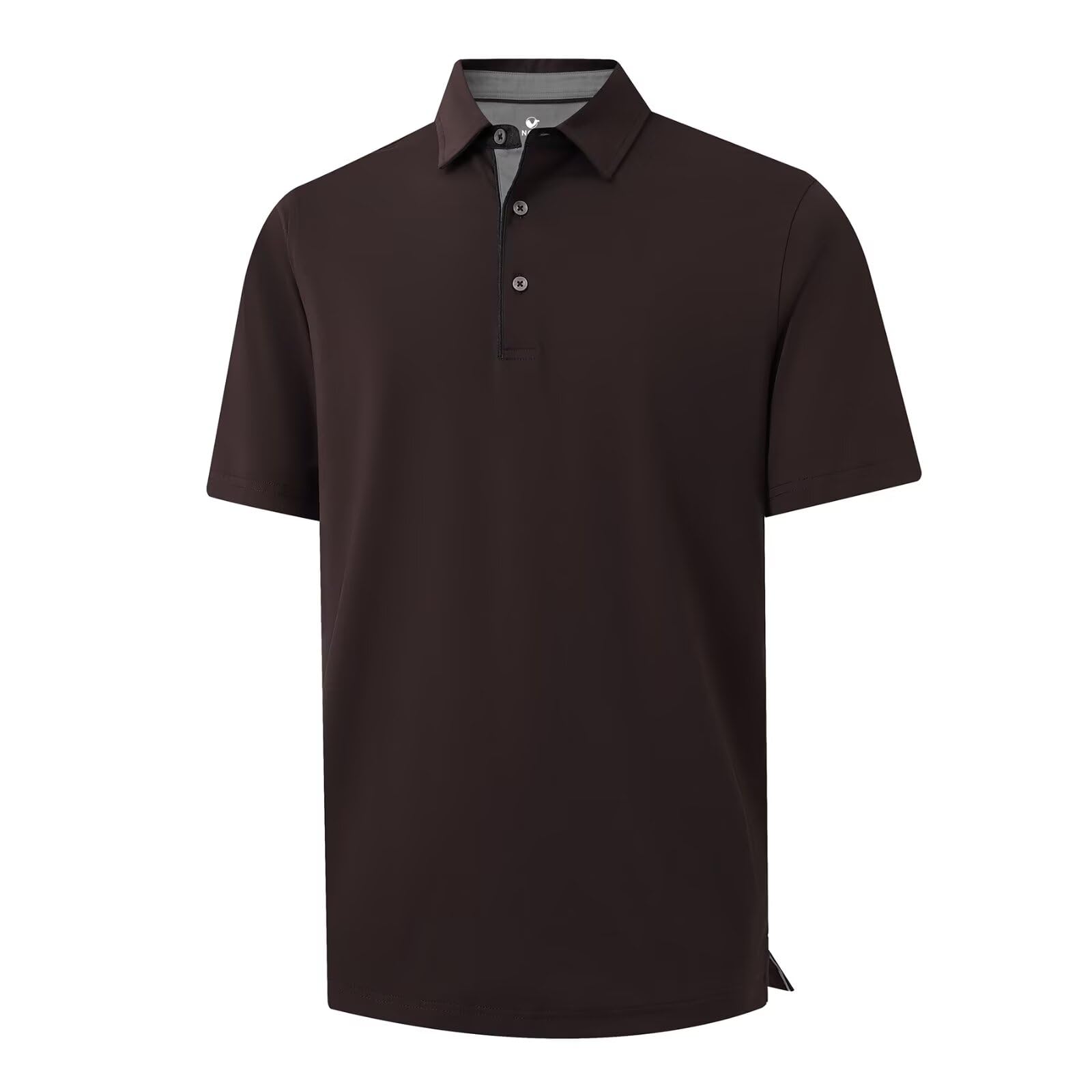 Polo Casual para Hombre, Manga Corta, Mezcla de algodón Mercerizado, Transpirable, Ajuste clásico, Polo de Negocios, Marrón Oscuro, Small