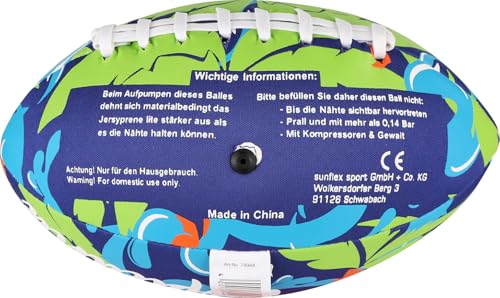 Sunflex® Neopren American Football Tropical Wave | sehr griffig und lässt Sich ideal Werfen und Fangen | Ball weich und leicht für den Strand und den Garten | extrem robust und für Jede Altersgruppe