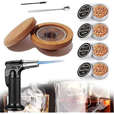 HIMALO Old Fashioned Cocktail Smoking Kit, With 4 Flavors of Smoke Top Wood Chips, Whiskey and Bourbon - Gift for Dad & Husband & Friend (No Butane) Cover