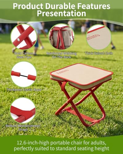 Anmiro Portable Folding Camping Stool, 12.6 Inch Lightweight Mountaineering Hiking Stool, Outdoor Beach Fishing Garden Foldable Stool with Carry Bag, Supports Up to 200LB - image 6