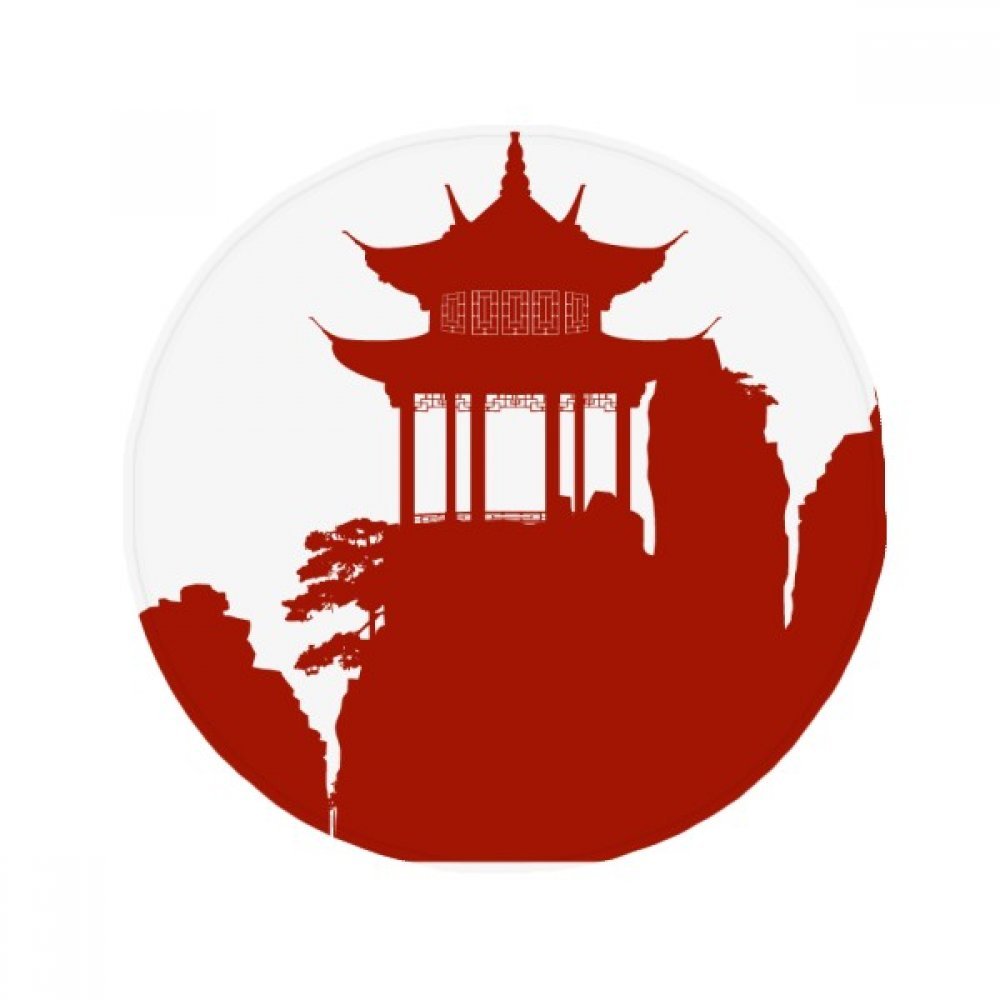 Tapis de sol de cuisine et salon motif illustration Chine pavillon rond 80cm