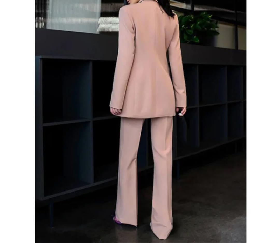 Elegante conjunto de 2 piezas de pantalón para mujer, blazer ajustado y pantalones, traje formal de oficina
