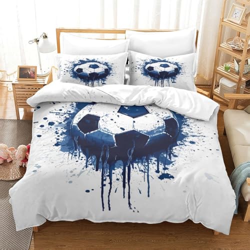 Housse de couette foot 3D imprimée parure de lit garçon 140x200 - 3