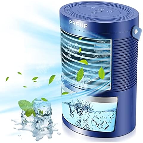 Air Conditioner, Evaporative Air Cooler, Personal Cooler Fan With Large Capacity Water Tank, Quiet Mini Conditioner Desk Cooling Fan for Home, Bedroom, Travel, and Office, Blue Cover