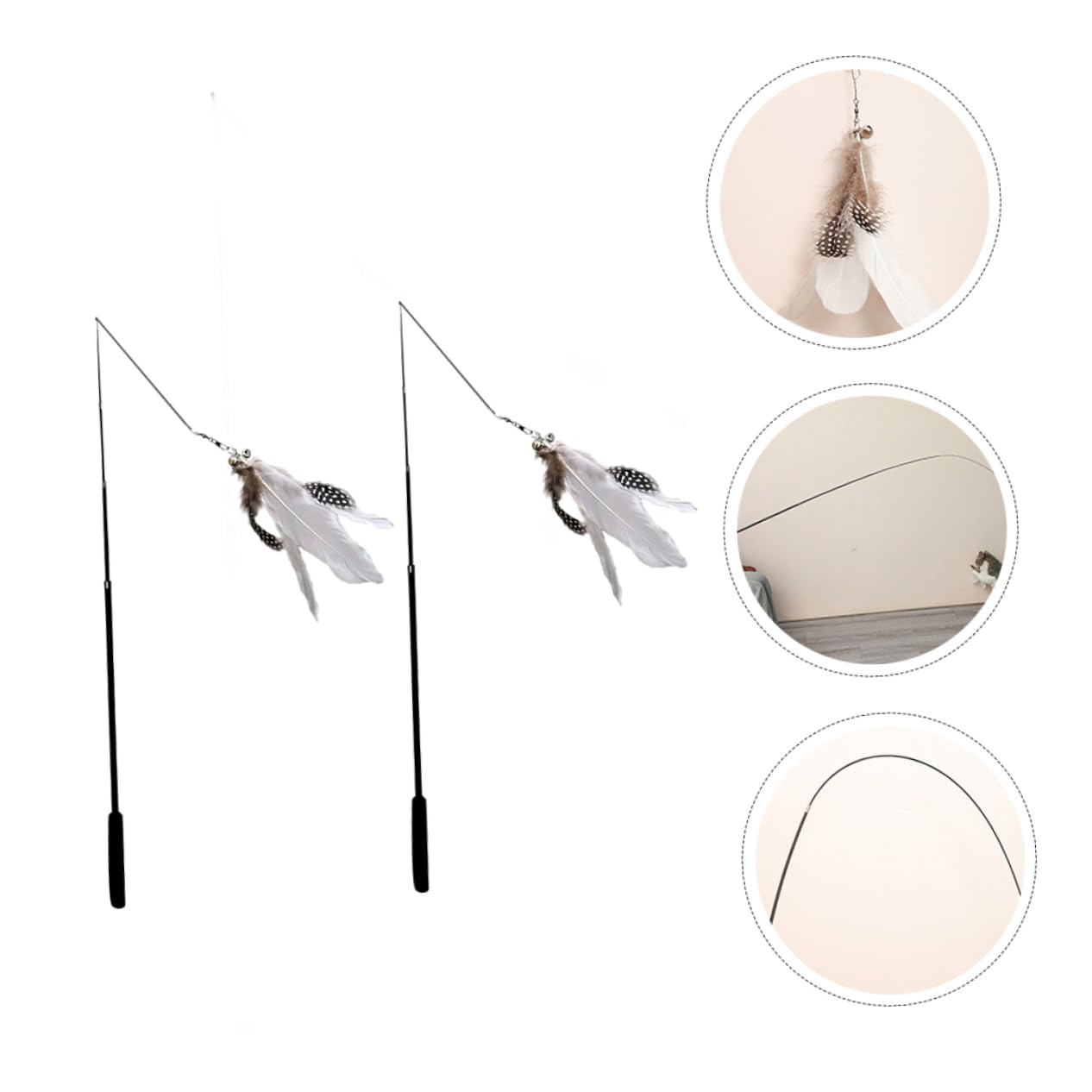 Happyyami 8pièces Canne à Télescopique pour Chats avec Plumes Jouet Interactif pour Chats Et Chatons pour Exercice Divertissement