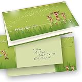 RENTIERE Weihnachtskarten Set (10 Sets) mit Umschlag und mit Einlegeblätter Einleger zum bedrucken