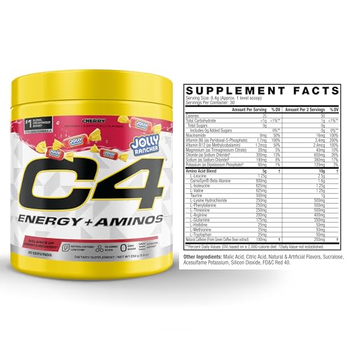C4 Energy + Aminos Powder, Jolly Rancher Cherry, 30 Servings - image 2