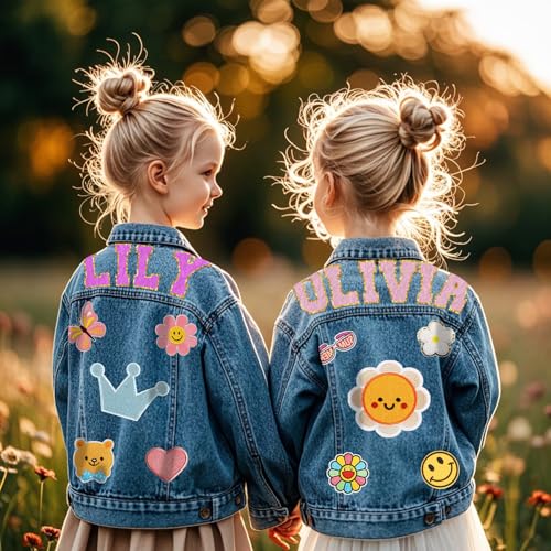 Personalized Kids Denim Jacket with Names, Custom 1-14 Years Old Girls Boys Spring&Fall Outerwear Jackets3
