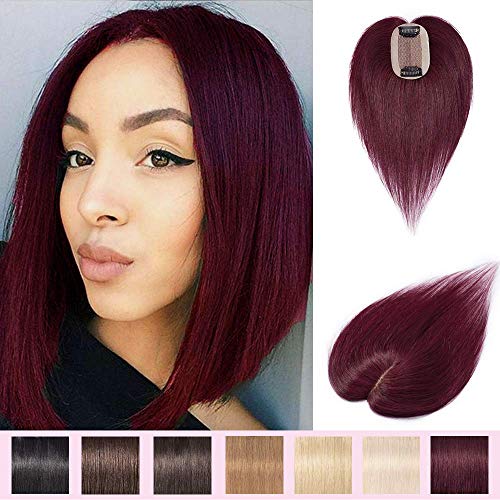 40cm Prótesis Capilares para Mujeres Extensiones de Pelo Humano Base de seda Hair Topper 100% Remy Pelo Clip-6 * 9cm, 30g, 99J Borgoña 40cm Prótesis Capilares para Mujeres Extensiones de Pelo Humano Base de seda Hair Topper 100% Remy Pelo Clip-6 * 9cm, 30g, 99J Borgoña