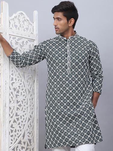 Image of Jompers Rayon Embroidered & Sequins Regular Fit Kurtas for Men.