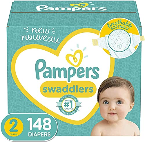 Diapers Size 2, 148 Count - Pampers Swaddlers Disposable Baby Diapers, Enormous Pack (Packaging May Vary)