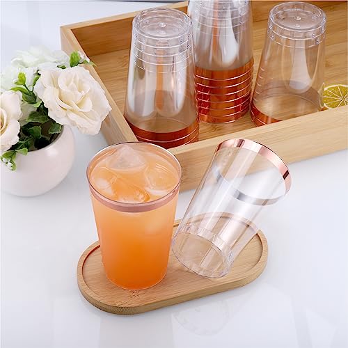 Hejo 60PCS Rose Gold Rimmed Plastic Cups, 360 ml-12oz Plastic Glasses, Plastic Wine Glasses Reusable for Cocktail Champagne - Image 4