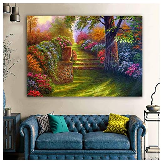 Kit de peinture diamant 5D Grande Complet pour Adultes Enfant jardin DIY Diamant Peinture Strass Point de Croix Broderie Arts Craft pour la Maison Wall Decor,80x160cm
