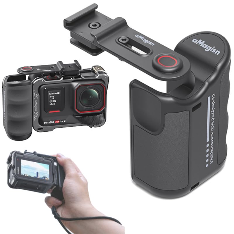 Coyktonty Camera Grip Holder Set for Insta360 Ace Pro2/Ace Pro/GoPro Hero 13 12 11 10 9/DJI Action 5 Pro/4 3 with Adjustable Shutter Button