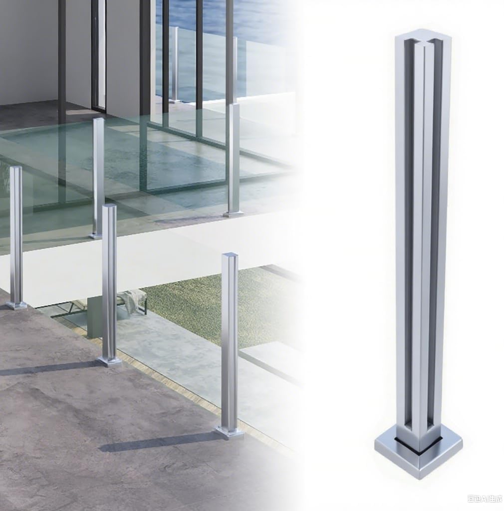 Stainless Steel Balustrade Posts for Decks & Steps - Corner, End, Middle Post System with Expansion Screws & Rubber Gaskets - 70CM Frameless Glass Railing