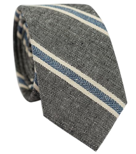 Image of BELLUNO Men's 2.5 inch Skinny Solid Cotton Linen Ties