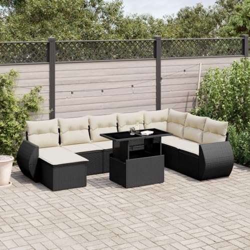 Gecheer 9-TLG. Gartenlounge Set Rattan, Balkonlounge, Terrassen Sofa Wetterfest, Loungemöbel Outdoor, Lounge Sofa Gartenmöbel, Polyrattan...