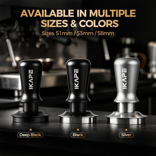 Image of IKAPE 58.35mm Espresso Tamper, Spring-loaded Calibrated Tamper with Titanium Ripple Plating Base, Compatible with Over 58MM Espresso Bottomless Portafilter