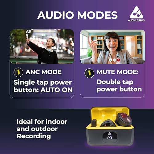 Image of Audio Array Magnetic Wireless Lapel Microphone Set with Handheld Interview Adapter | 48KHz /24Bit Recording, Smart Noise Reduction, 50M Range, Windscreen for Vlogging & Interviews