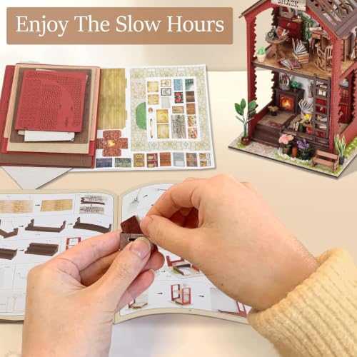 Image of PATPAT Book Nook Kit with LED, DIY Miniature House Kit 3D Wooden Dollhouse