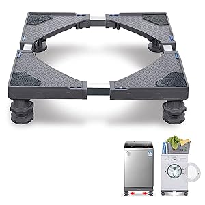 Aufun Waschmaschinen-Untergestell Verstellbare Waschmaschinen Sockel, Podeste & Rahmen für Waschmaschinen, Trockner und Kühlschrank (Länge&Breite 45-75 cm, Höhe 10-13 cm Einstellbare), Grau